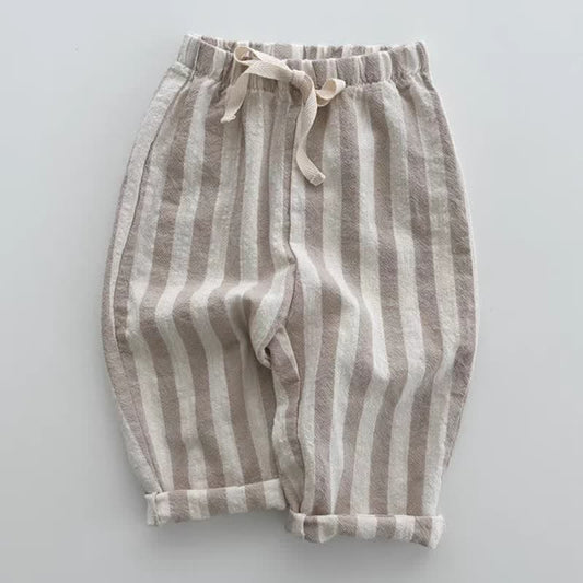 Baby Striped Drawstring Casual Pants