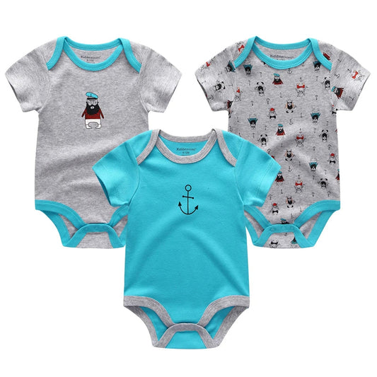 3 Pieces Printed Soft Rompers