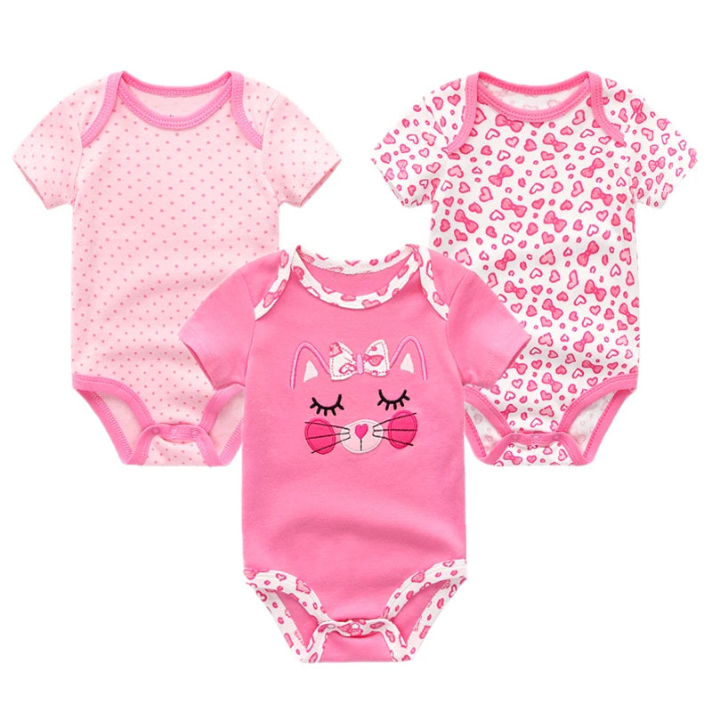 3 Pieces Printed Soft Rompers