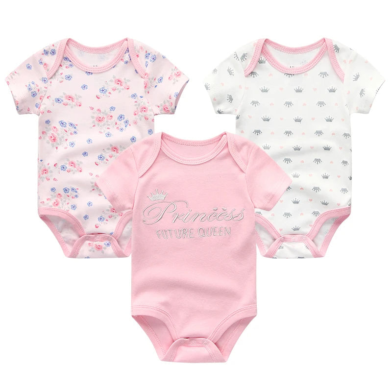 3 Pieces Printed Soft Rompers