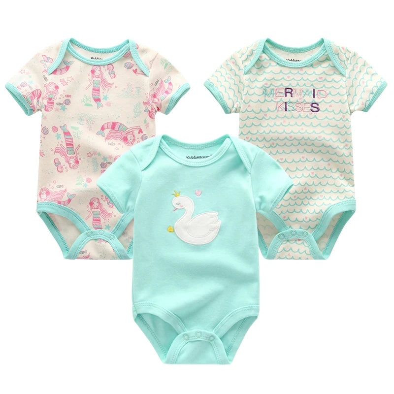 3 Pieces Printed Soft Rompers