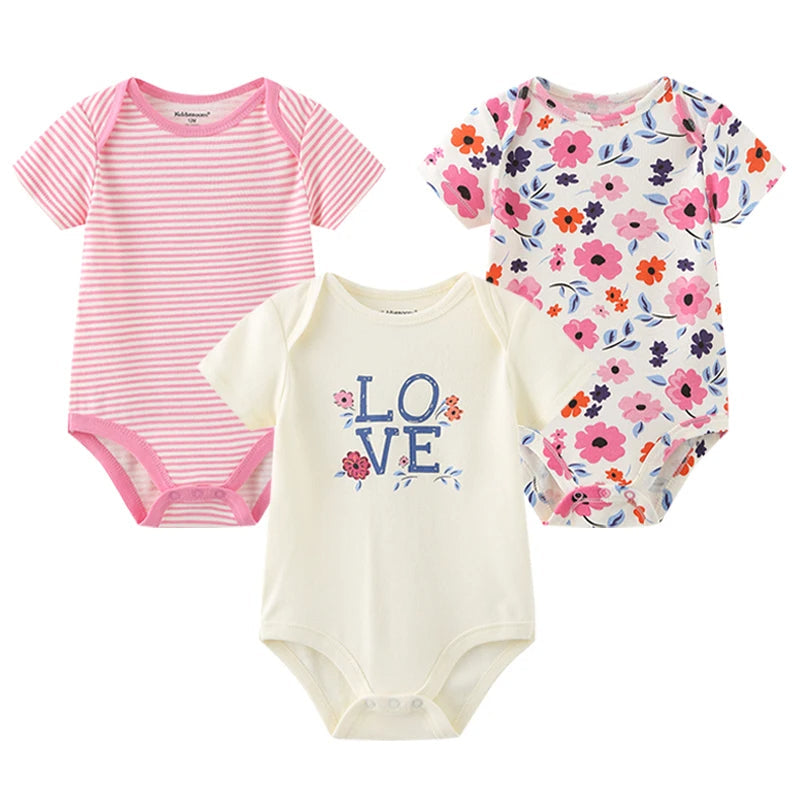 3 Pieces Printed Soft Rompers