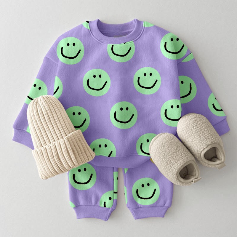 Baby Toddler Casual Printed Smiley Set