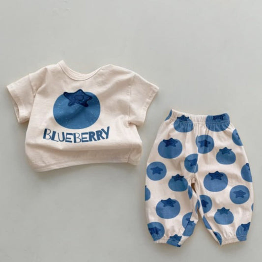 Blueberry Print Baby Top And Pant Set
