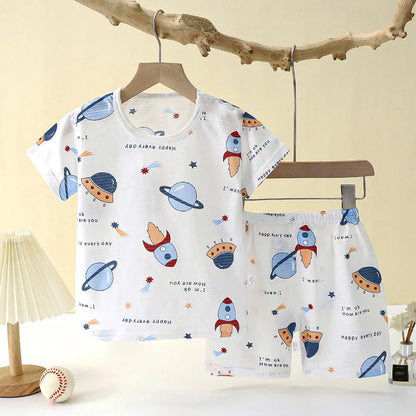 Cartoon Short Sleeve Pajamas Set