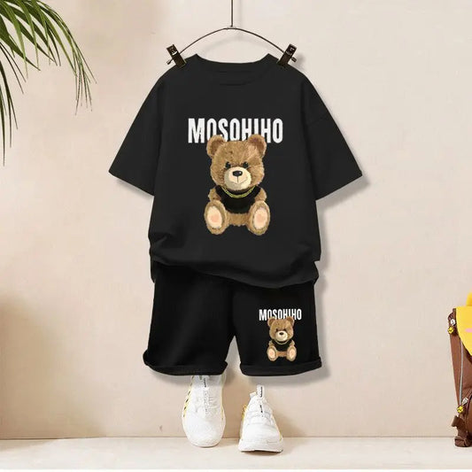 Cartoon Teddy Print Two Pieces Set