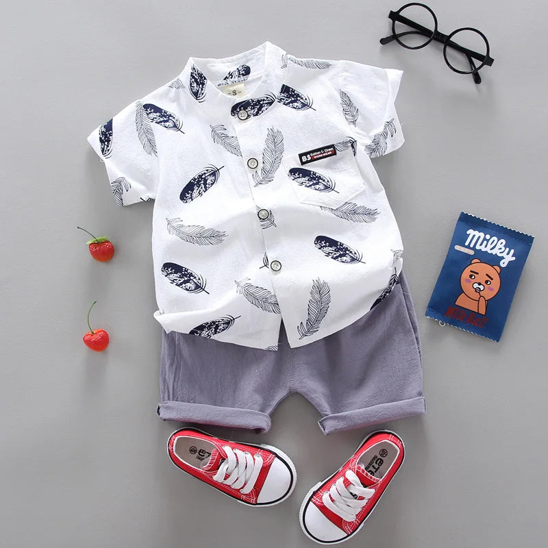 Feather Print Summer Set for Toddlers