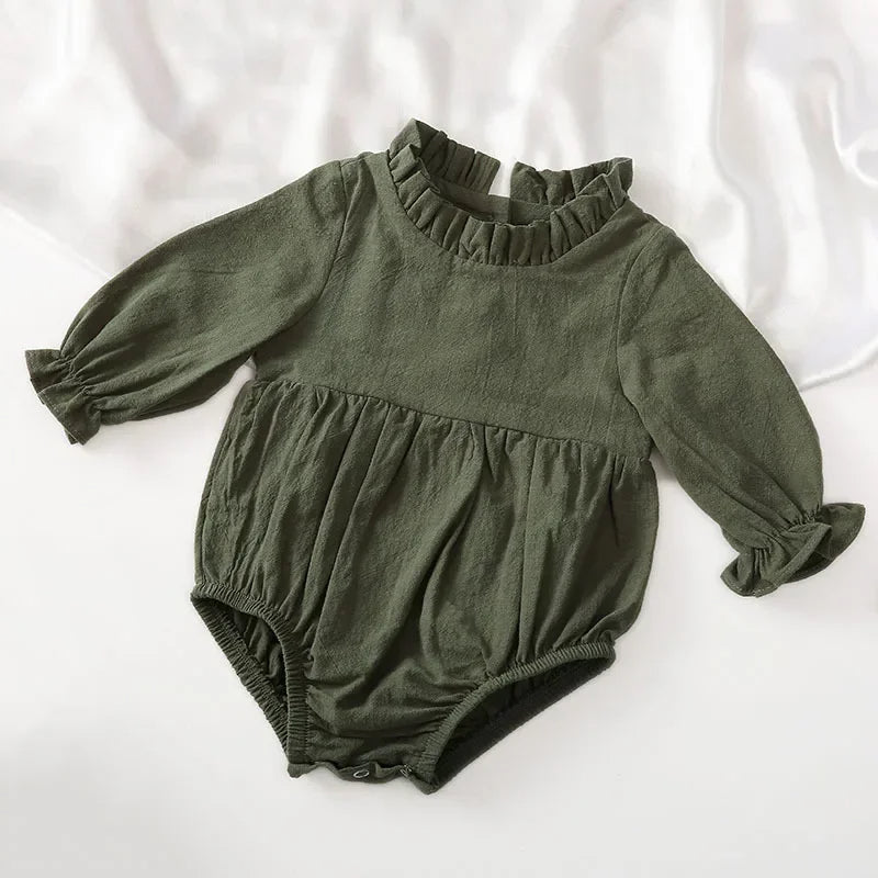 Long Sleeve Ruffles Rompers