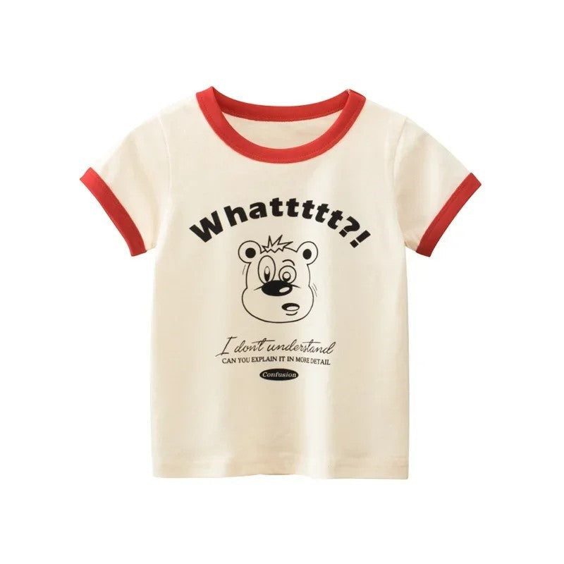 Bear Printed Short Sleeve Printed T Shirt