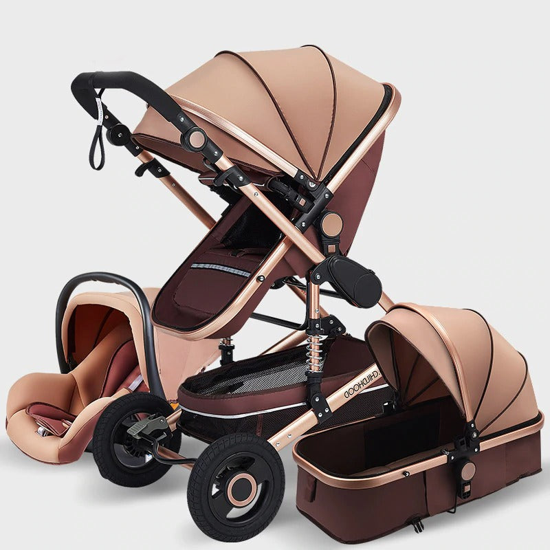 Brown Luxury Baby Stroller.